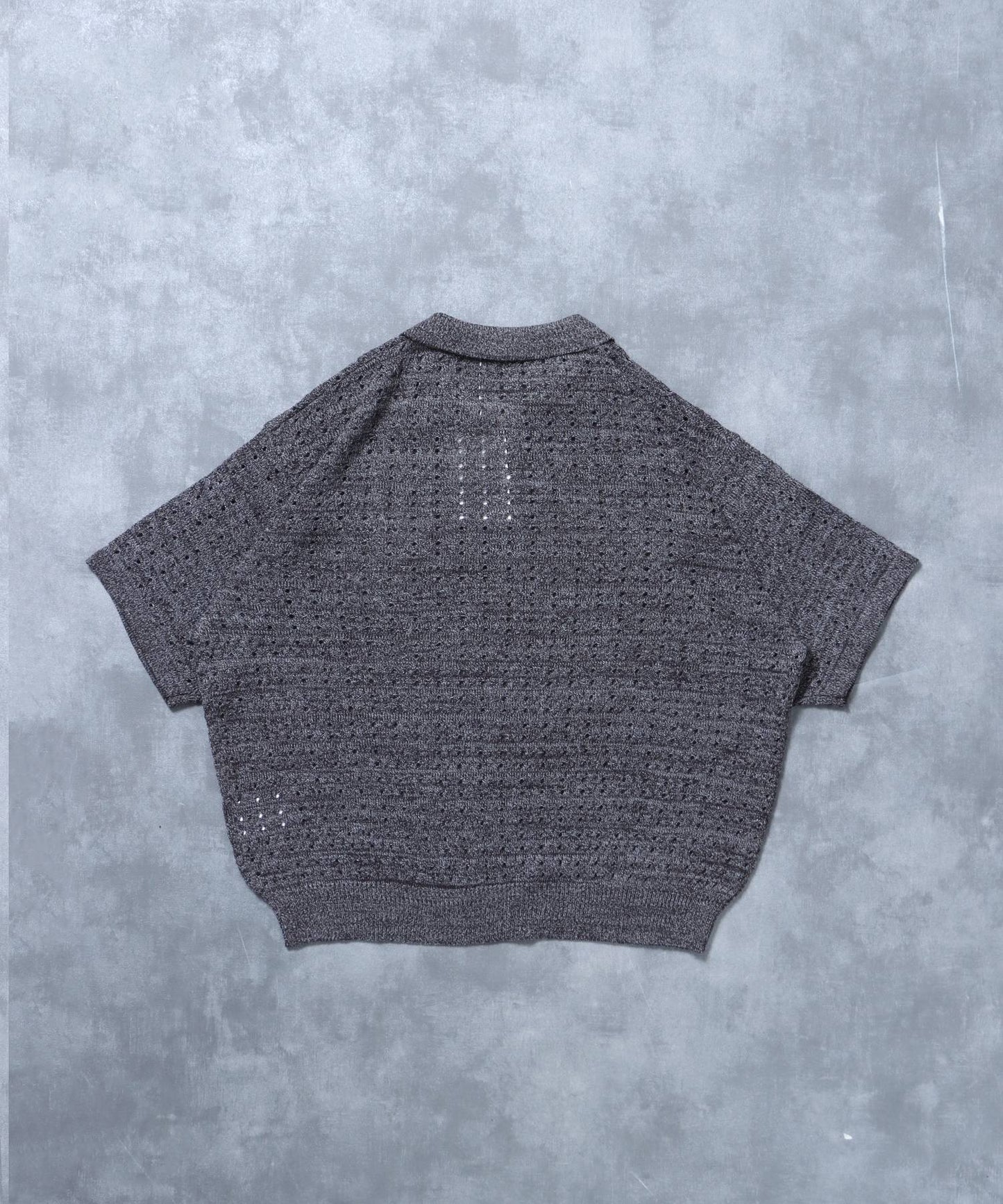 メランジワンポイントニットポロメッシュニット刺繍ポロシャツ / ポロシャツ メッシュ レギュラーカラー 半袖 ブラウン