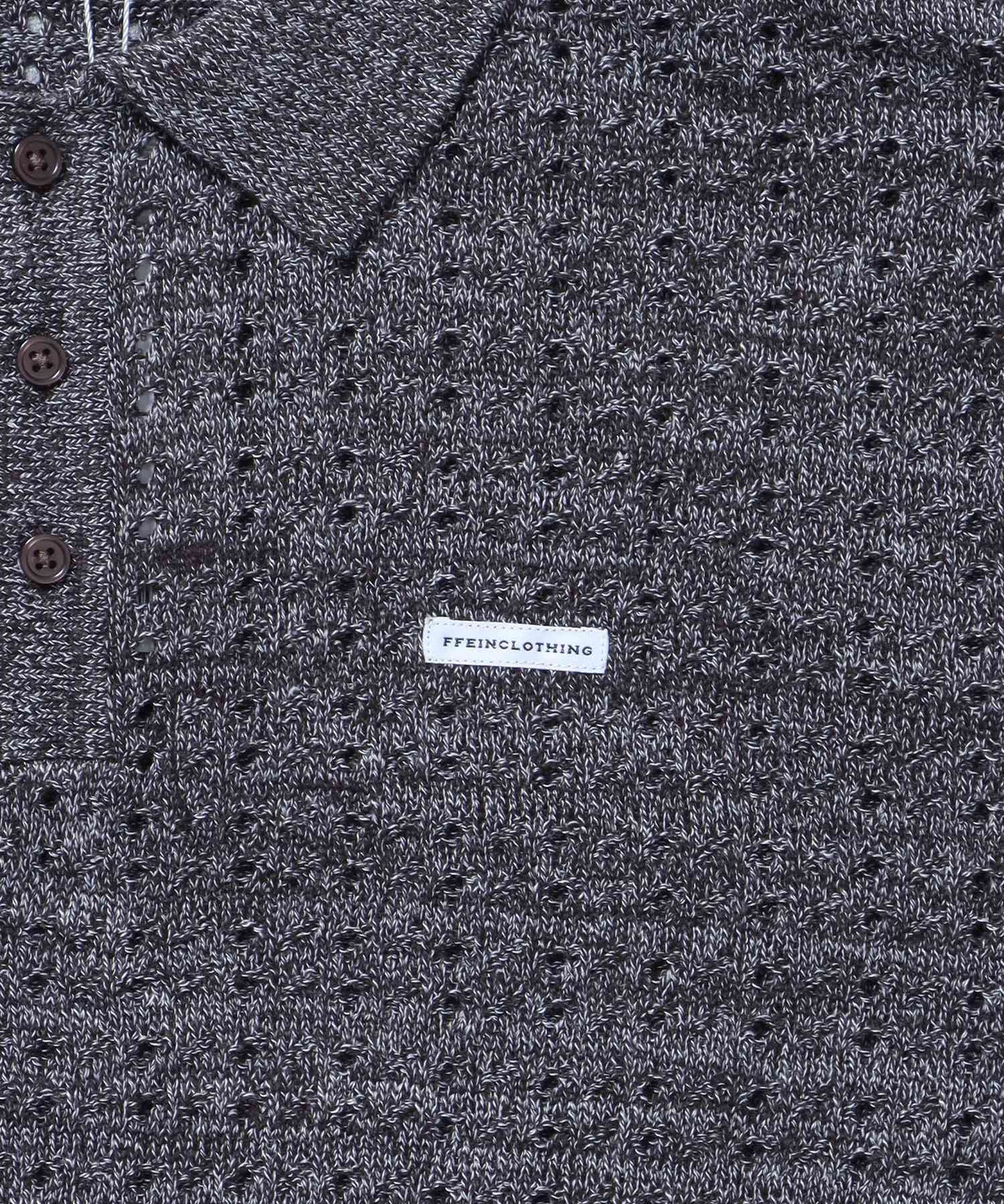 メランジワンポイントニットポロメッシュニット刺繍ポロシャツ / ポロシャツ メッシュ レギュラーカラー 半袖 ブラウン