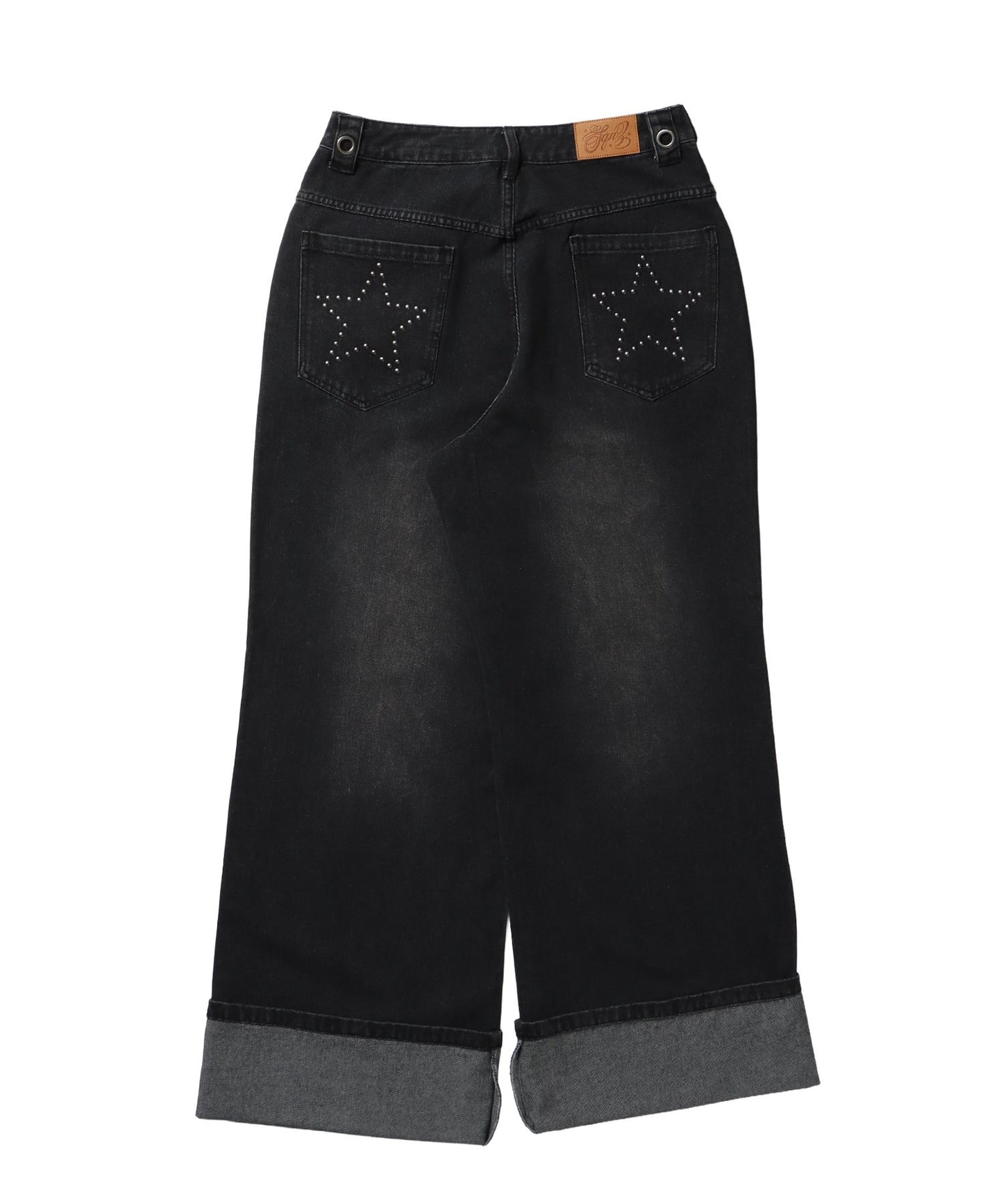 ※WEB限定 /  ロールアップスタッズデニム / sqnz star roll-up denim ブラック
