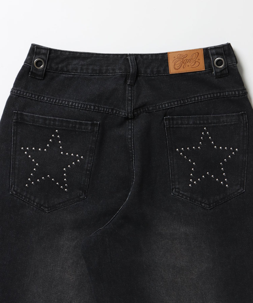 WEB限定 / ロールアップスタッズデニム / sqnz star roll-up denim