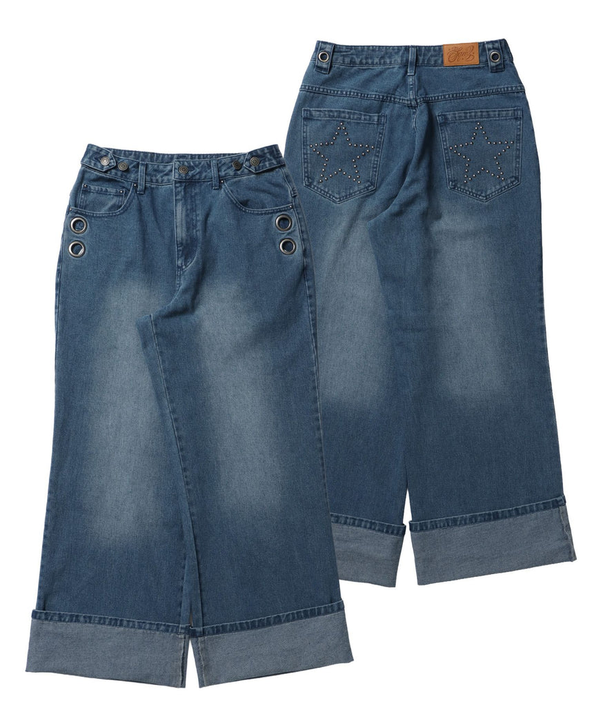 WEB限定 / ロールアップスタッズデニム / sqnz star roll-up denim