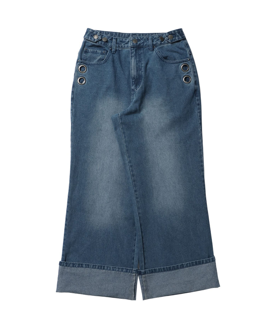 WEB限定 / ロールアップスタッズデニム / sqnz star roll-up denim