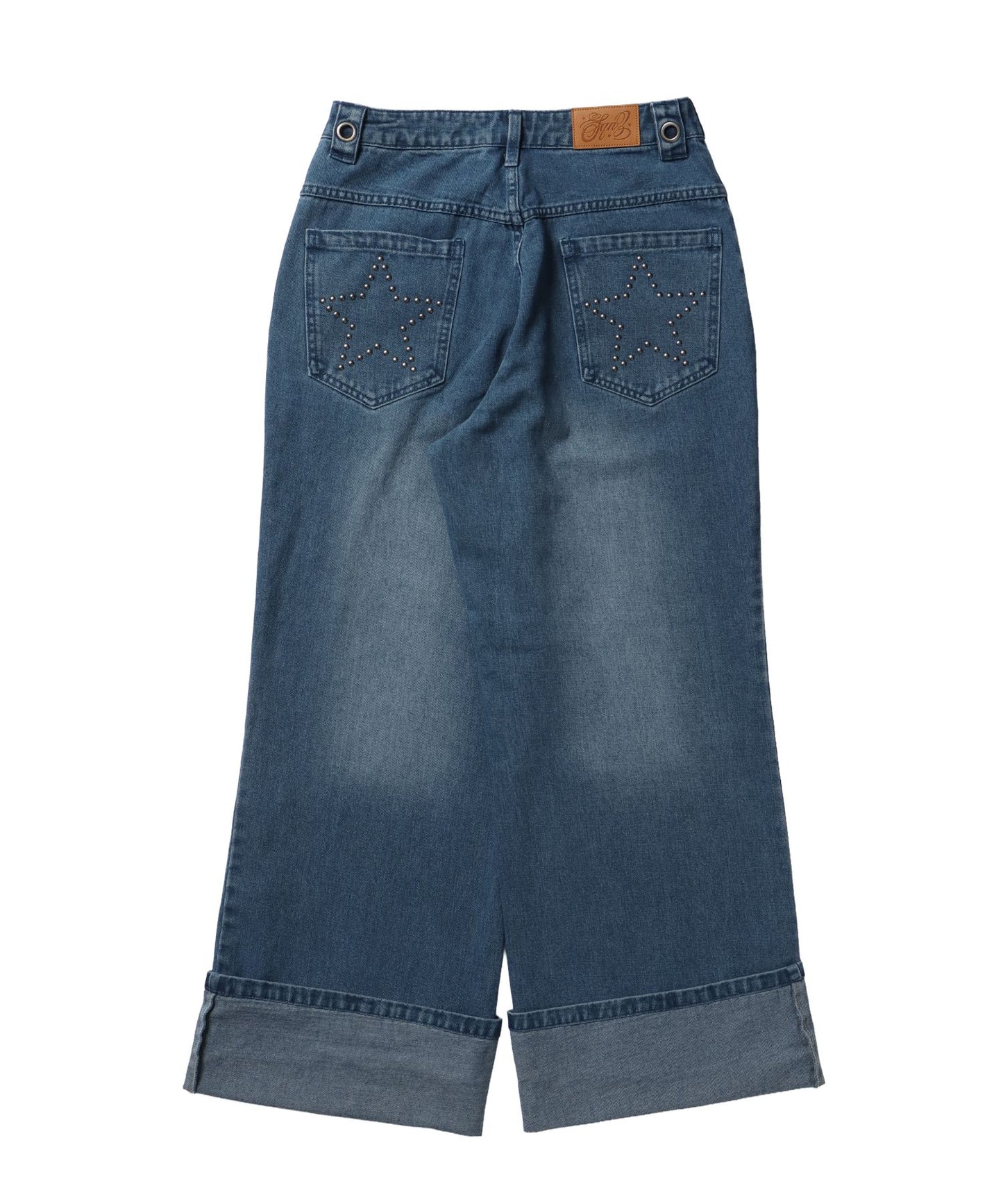 ※WEB限定 / ロールアップスタッズデニム / sqnz star roll-up denim ブルー
