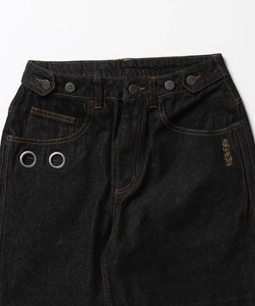 sqnz（エスキュンズ）】sqnz tucked denim pants / パンツ ハトメ