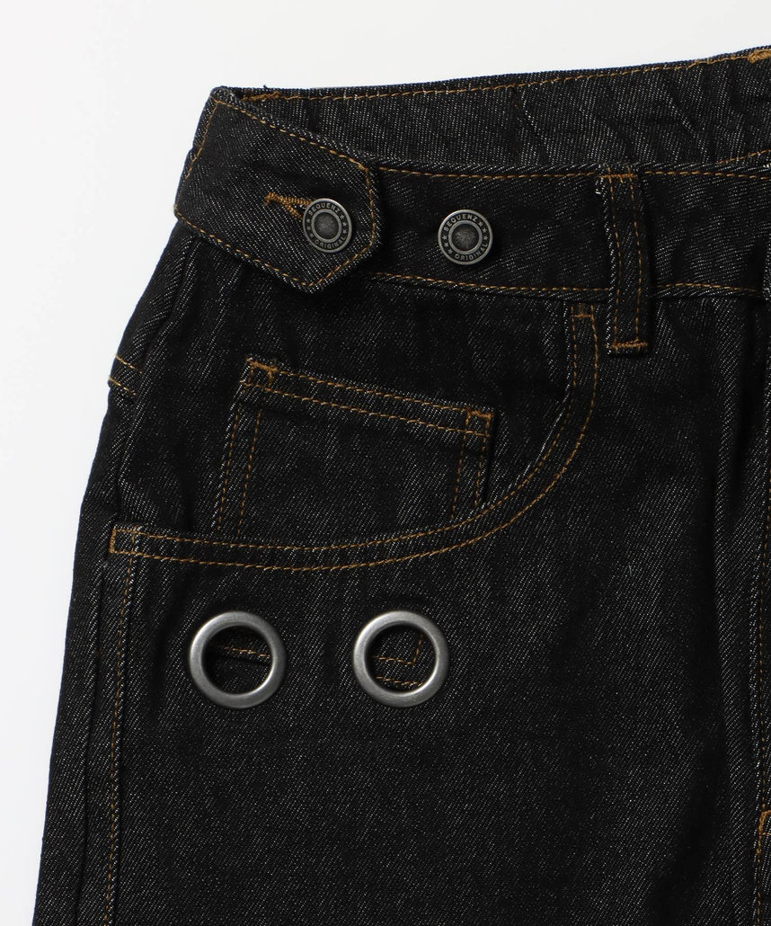 sqnz（エスキュンズ）】sqnz tucked denim pants / パンツ ハトメ