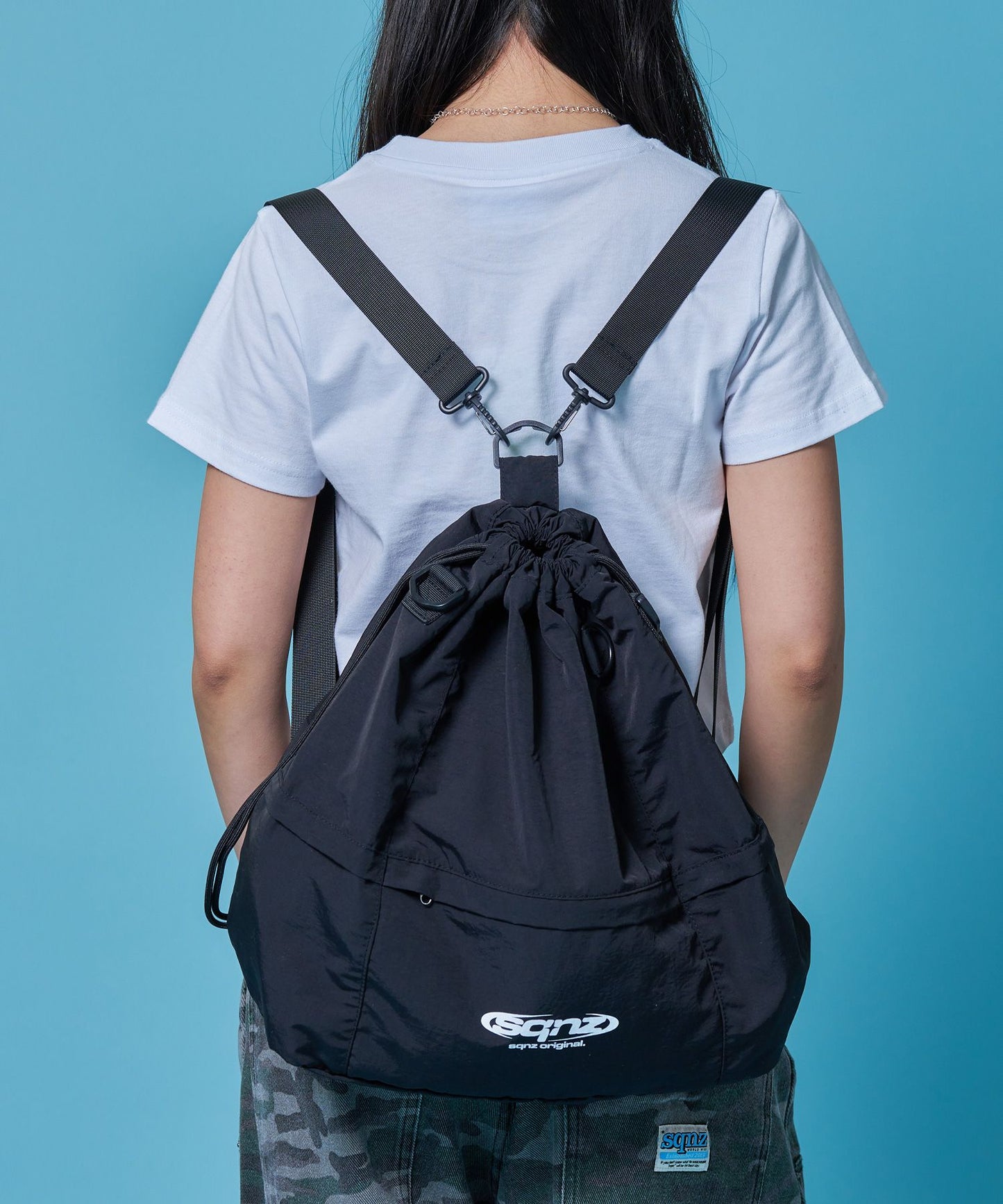 ≪予約商品≫sqnz 2way knapsack / ユニセックス ナップサック リュック 雑貨 バック 2WAY ドローコード ブラック