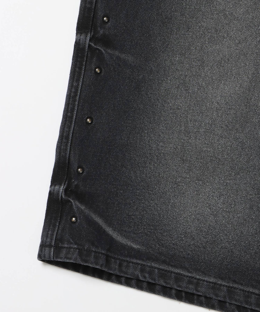 ※WEB限定 / スタッズデニムショートパンツ / sqnz washed denim shorts ブラック