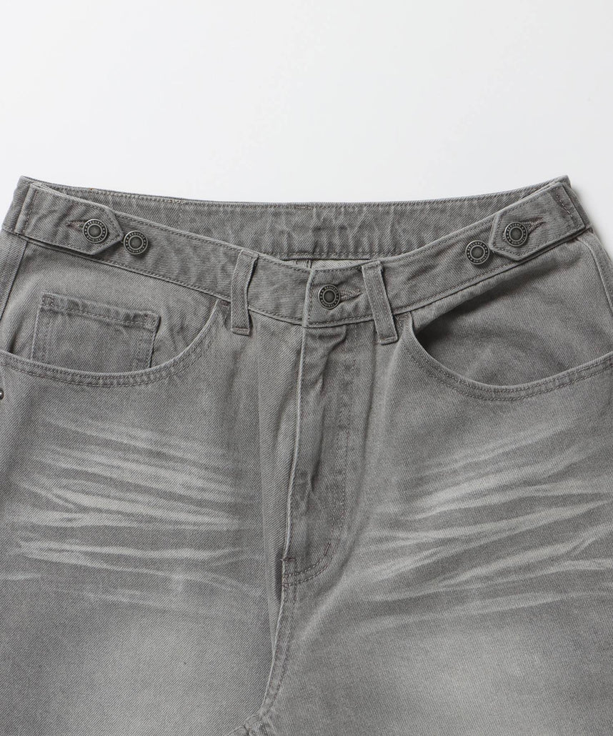 ※WEB限定 / スタッズデニムショートパンツ / sqnz washed denim shorts グレー