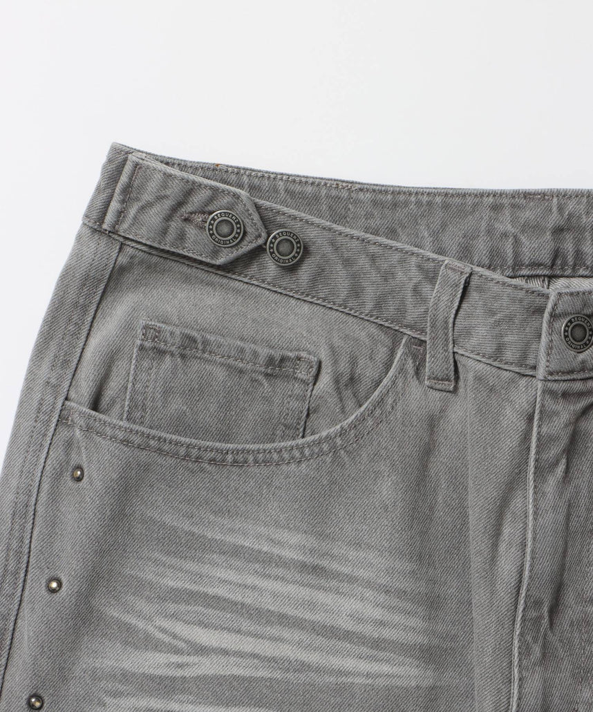 ※WEB限定 / スタッズデニムショートパンツ / sqnz washed denim shorts グレー