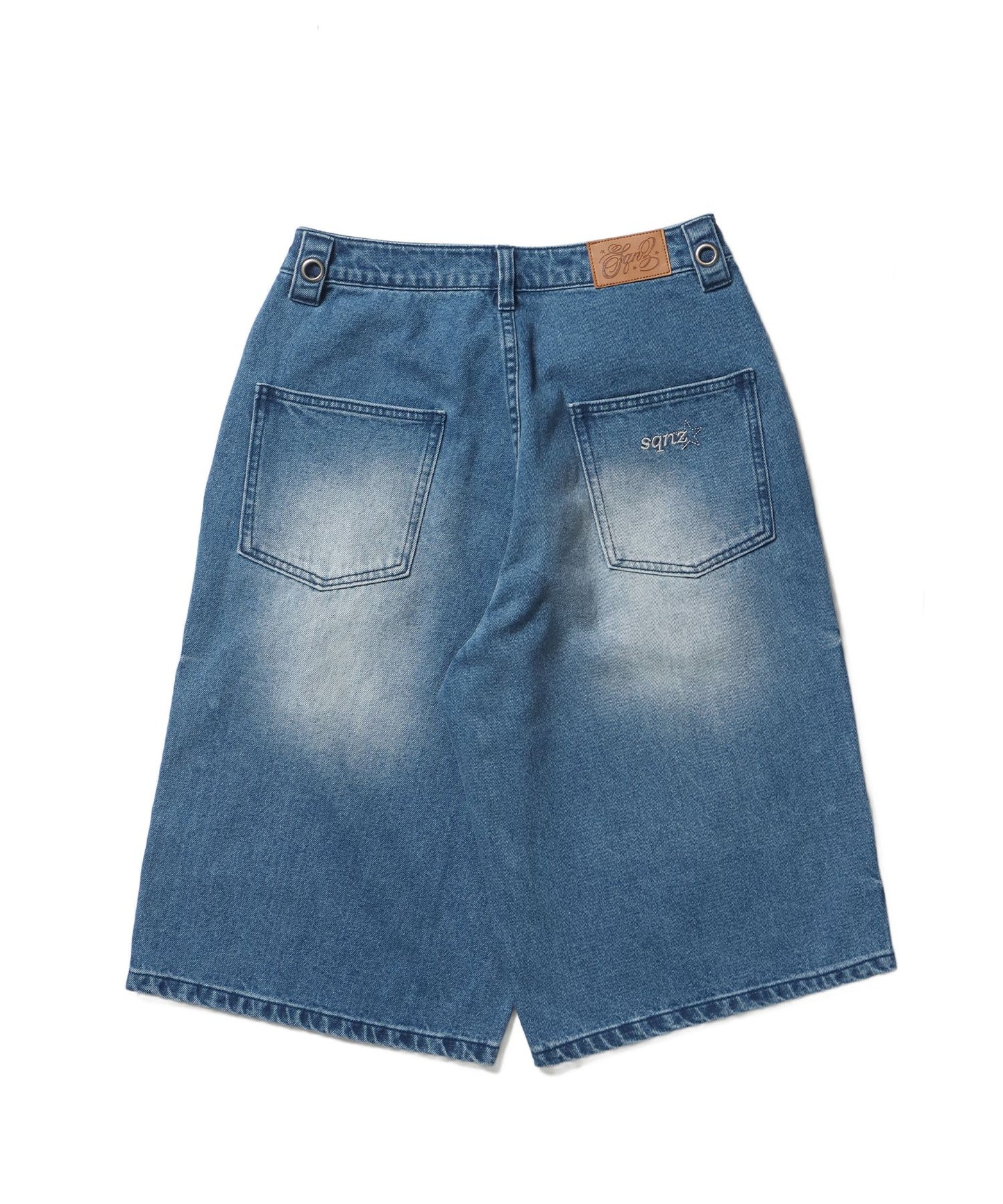 ※WEB限定 / スタッズデニムショートパンツ / sqnz washed denim shorts ライトブルー