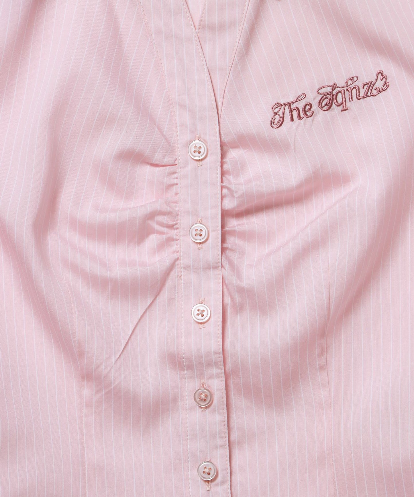 ※WEB限定 /  レディースストライプ半袖シャツ / sqnz shearing stripe shirts ピンク