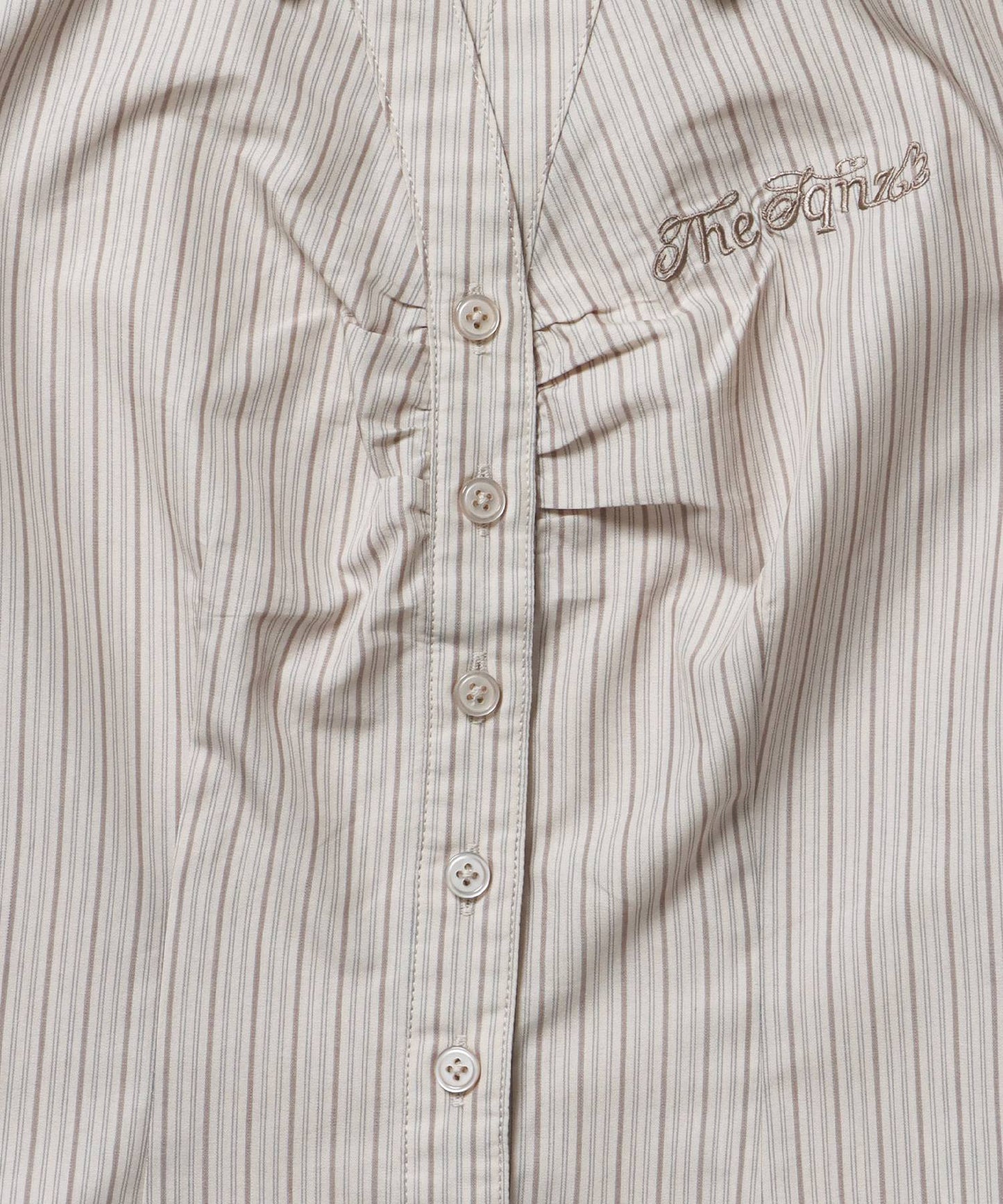 ※WEB限定 / レディースストライプ半袖シャツ / sqnz shearing stripe shirts ベージュ