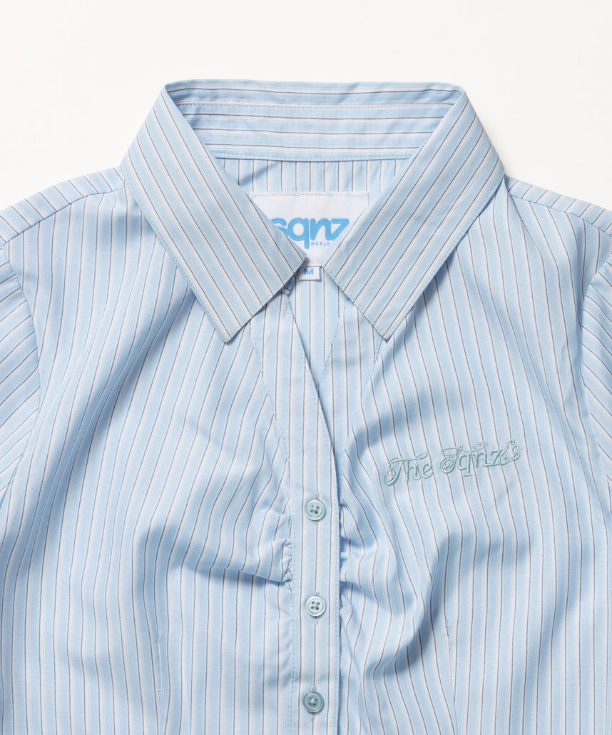 ※WEB限定 / レディースストライプ半袖シャツ / sqnz shearing stripe shirts ライトブルー