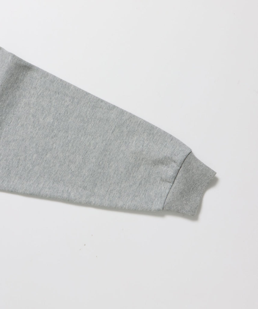 CUTOUT LETTER ZIP HOODY / オーバーサイズ ヘビーウェイト ジップパーカー フーディ ダブルジップ 刺繍 加工 【短丈】 グレー