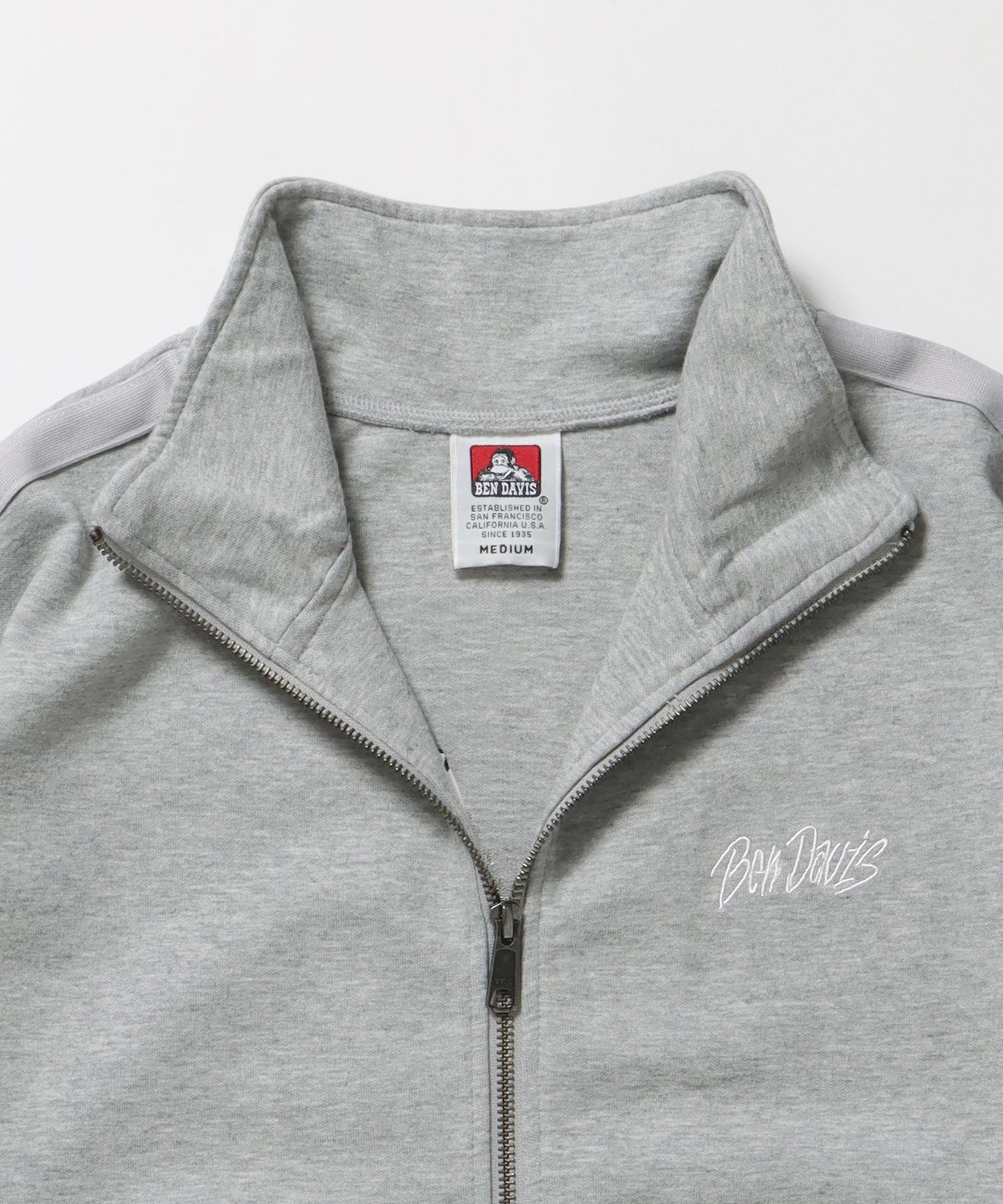 JERSEY LINE TRACK JACKET / ビッグシルエット フルジップ ヘビーウェイト 加工 刺繍 フーディ【短丈】 グレー