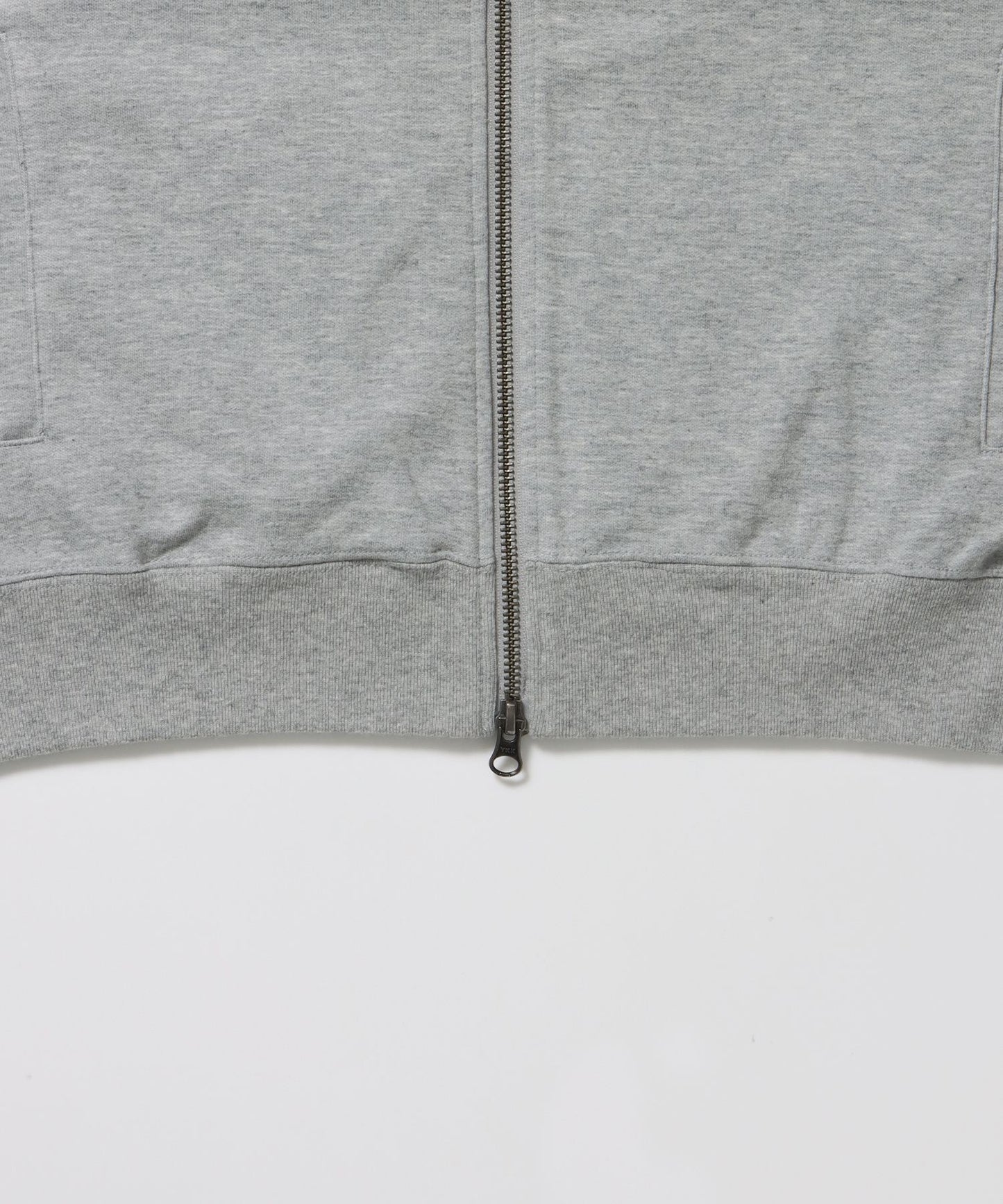 JERSEY LINE TRACK JACKET / ビッグシルエット フルジップ ヘビーウェイト 加工 刺繍 フーディ【短丈】 グレー