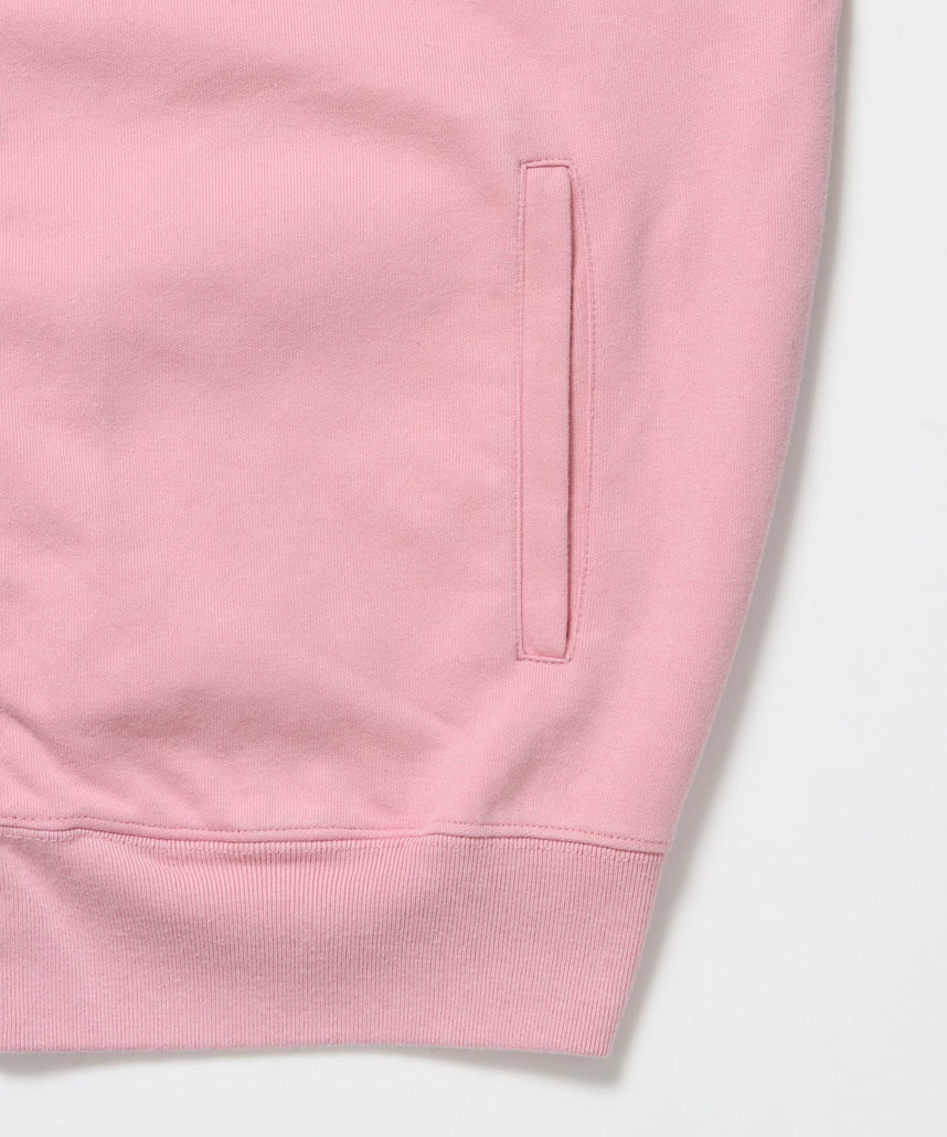 JERSEY LINE TRACK JACKET / ビッグシルエット フルジップ ヘビーウェイト 加工 刺繍 フーディ【短丈】 ピンク