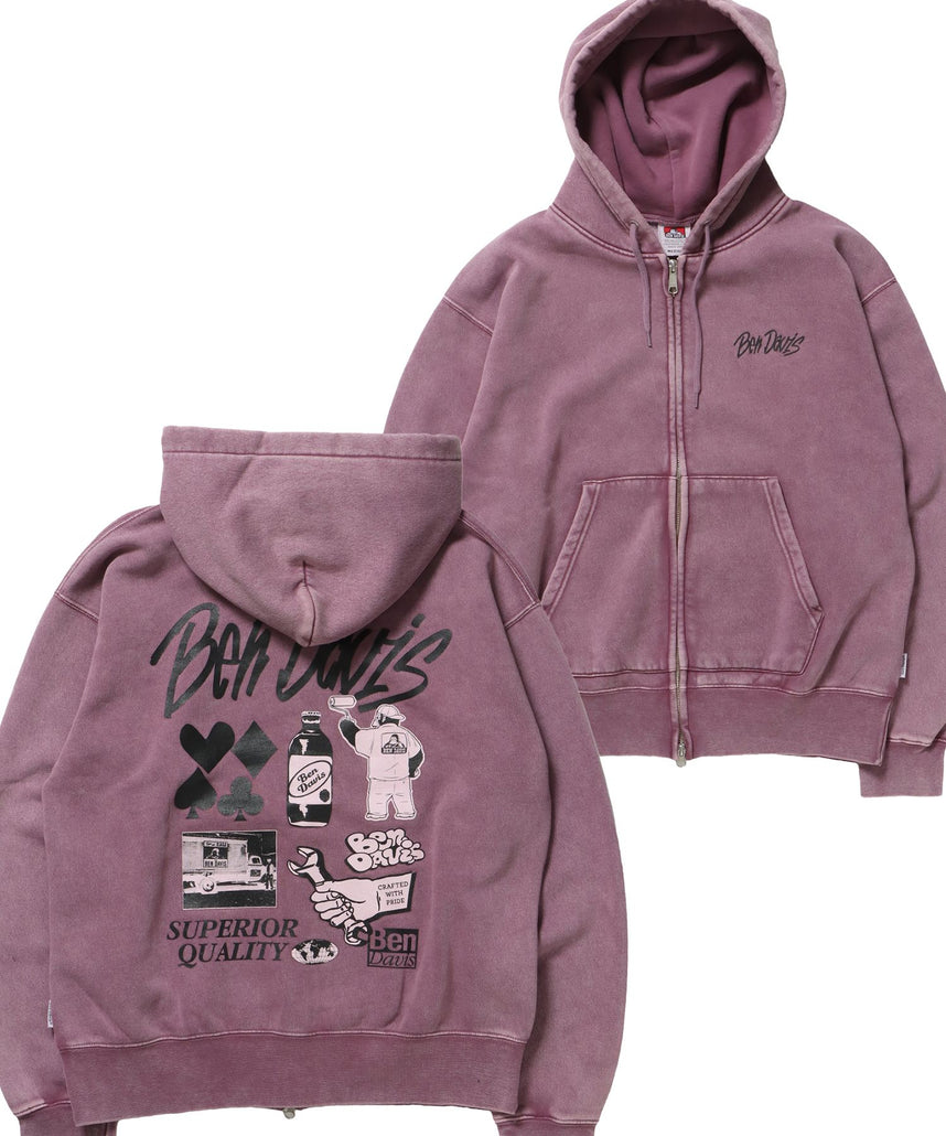BEN DAVIS（ベンデイビス）】GRAPHIC FADED ZIP HOODIE / ジップ