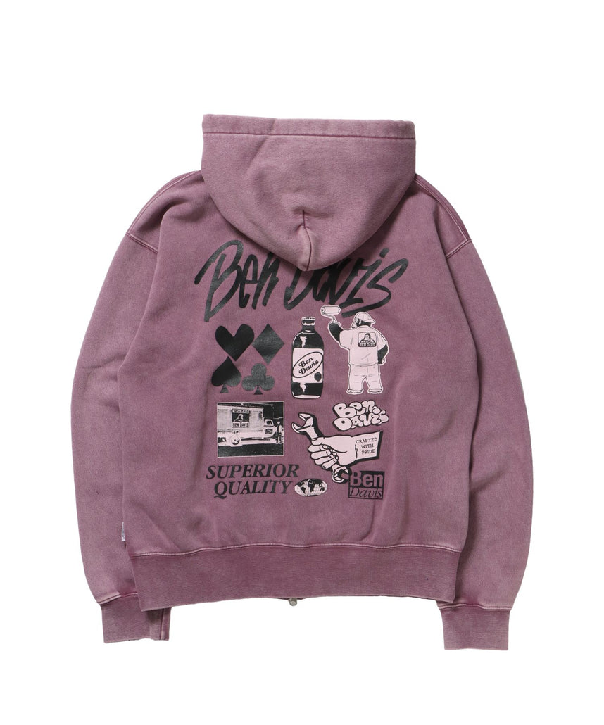 BEN DAVIS（ベンデイビス）】GRAPHIC FADED ZIP HOODIE / ジップ