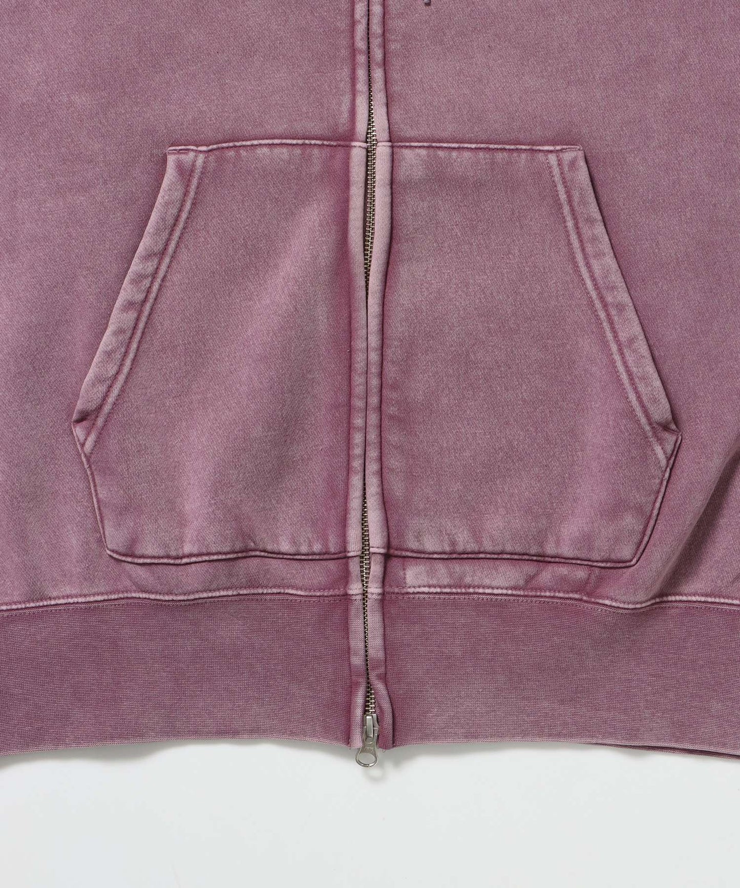 GRAPHIC FADED ZIP HOODIE / ジップパーカー フーディ 裏起毛 ヘビーウェイト プリント 加工 ピンク