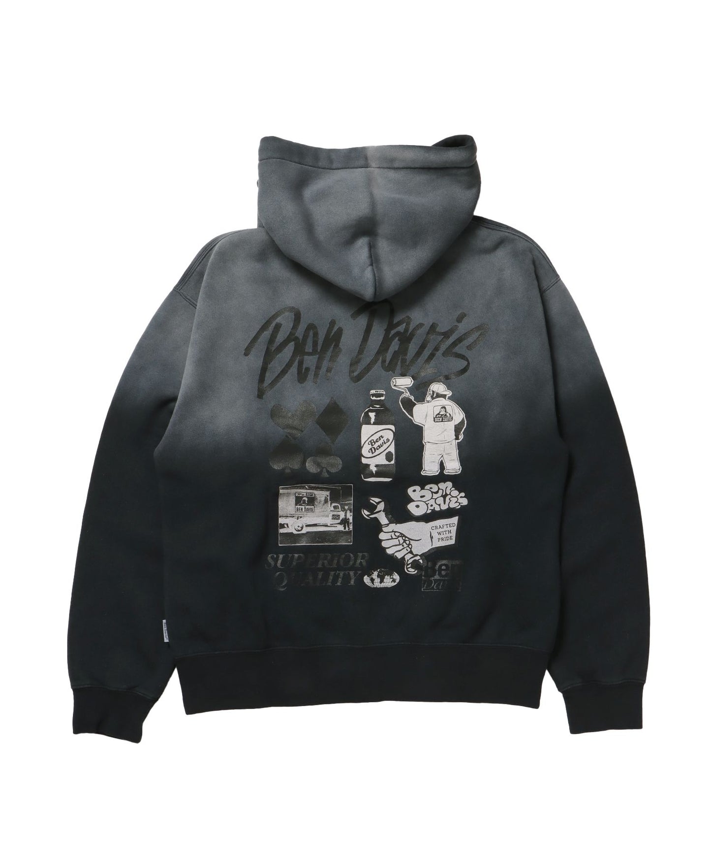 【BEN DAVIS（ベンデイビス）】GRAPHIC FADED ZIP HOODIE / ジップパーカー フーディ 裏起毛 ヘビーウェイト プリント 加工 柄19