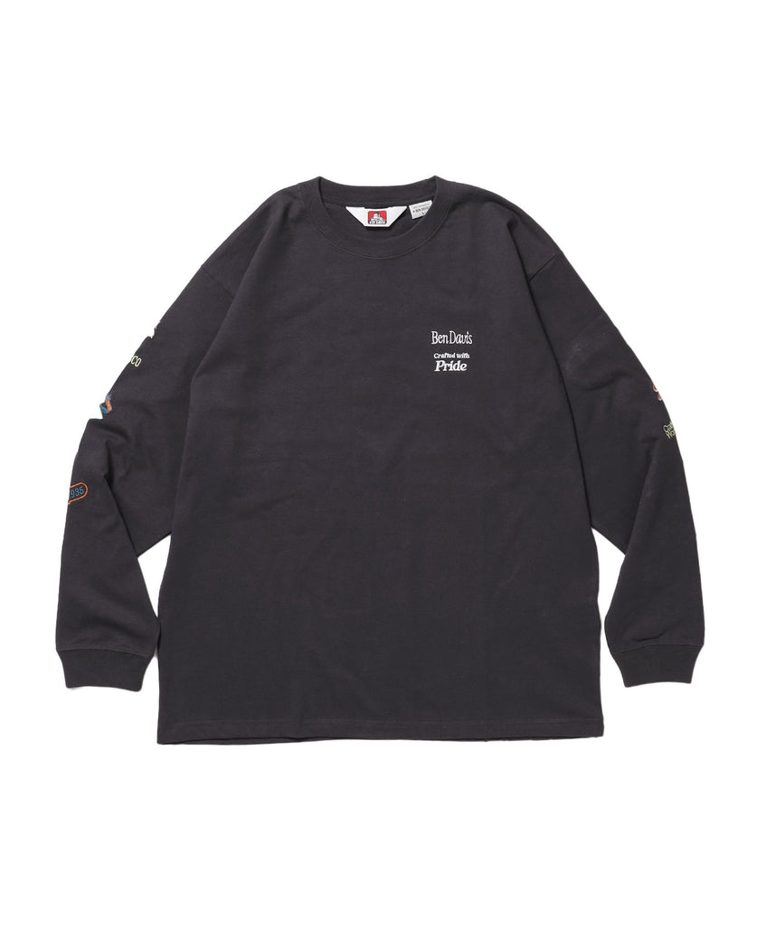 BEN DAVIS（ベンデイビス）】SLEEVE EMB WIDE L/S TEE / ロンT クルー