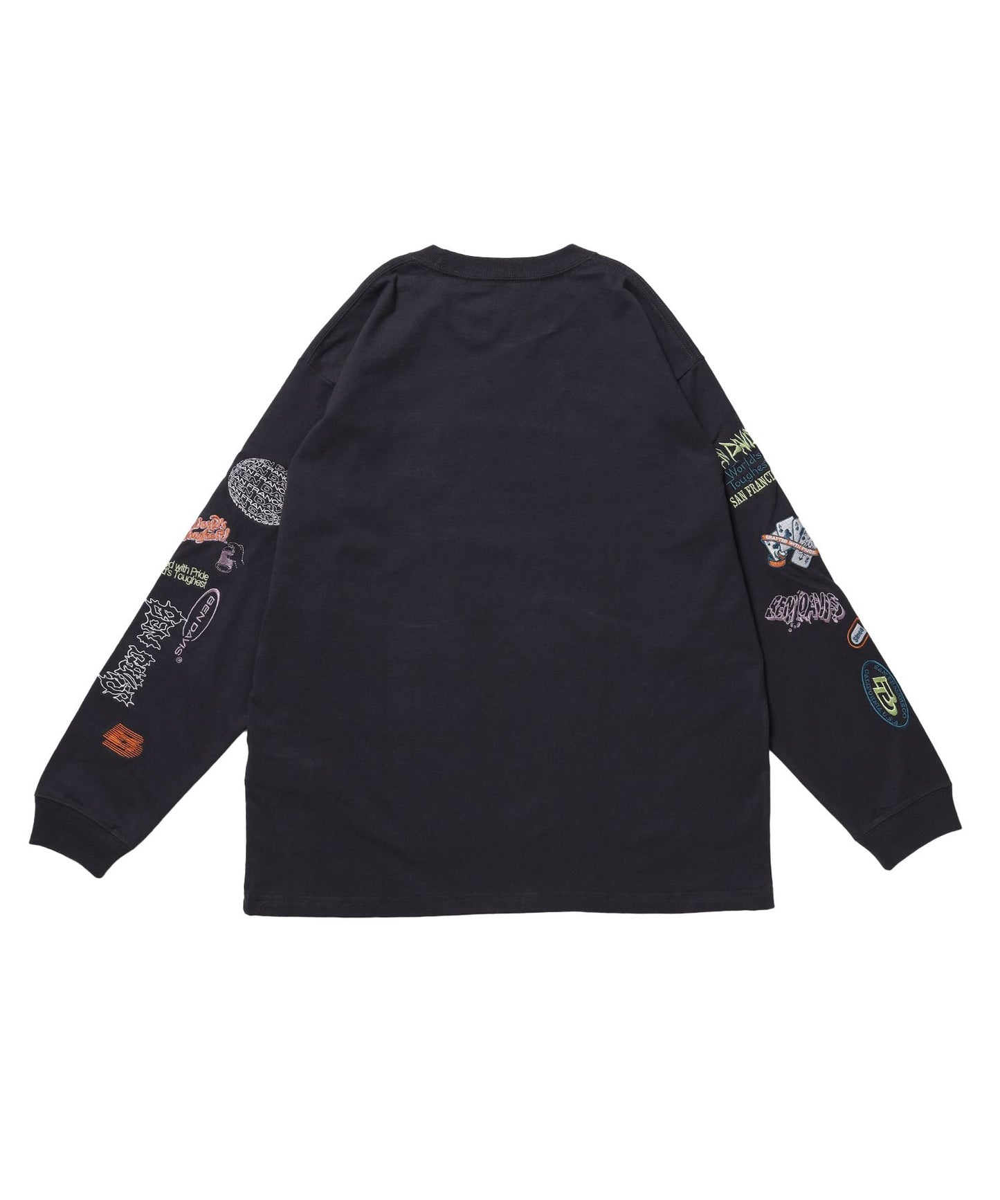 SLEEVE EMB WIDE L/S TEE / ロンT クルーネック 刺繍 長袖 ユニセックス レギュラーシルエット チャコール