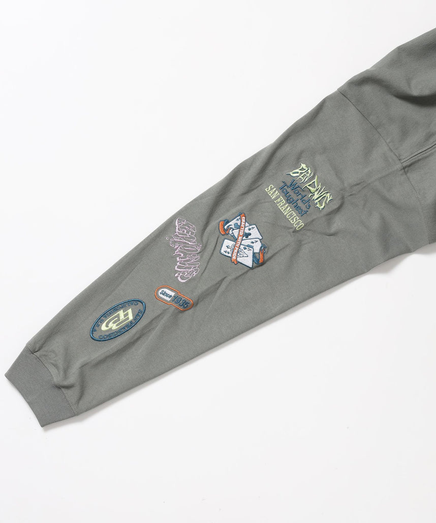 BEN DAVIS（ベンデイビス）】SLEEVE EMB WIDE L/S TEE / ロンT クルー