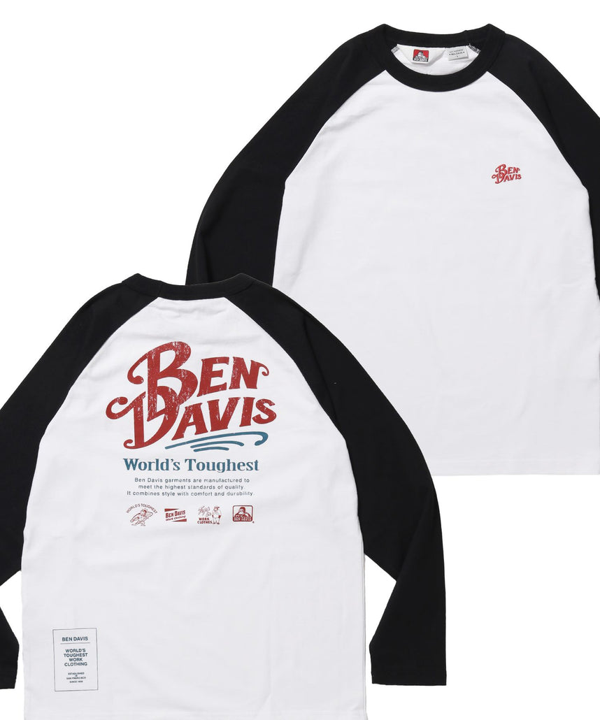 お値下げ！【新商品】Raglan LS Tee/ラグラン ロングスリーブ ティー BEN DAVIS（ベンデイビス）】RIDERS RAGLAN L/S TEE / ロンT クルー