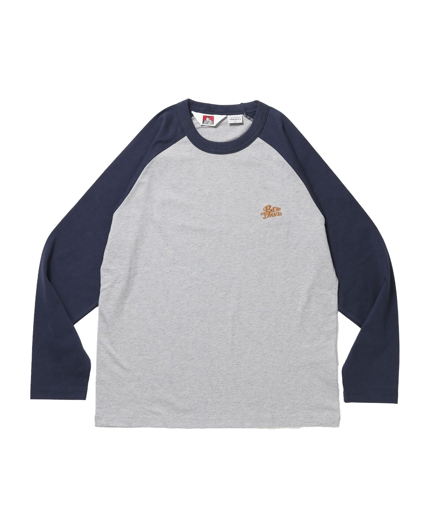 【BEN DAVIS（ベンデイビス）】RIDERS RAGLAN L/S TEE / ロンT クルーネック ラグラン 七分丈 長袖 レギュラーシルエット プリント ネイビー