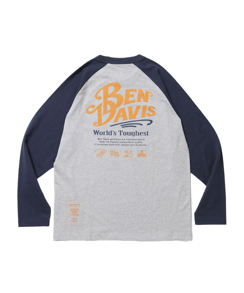 お値下げ！【新商品】Raglan LS Tee/ラグラン ロングスリーブ ティー BEN DAVIS（ベンデイビス）】RIDERS RAGLAN L/S TEE / ロンT クルー