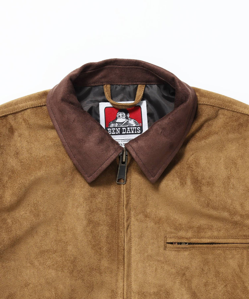 FAUX SUEDE WORK JACKET / ワーク ジャケット ジップ スウェード ポケット ベージュ