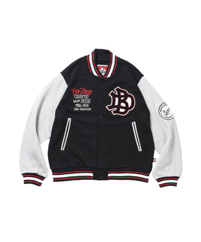 SWEAT STADIUM JACKET / スラックス ジャケット 刺繍 ワンポイント 裏毛 ワッペン ブラック
