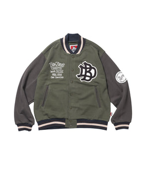 SWEAT STADIUM JACKET / スラックス ジャケット 刺繍 ワンポイント 裏毛 ワッペン カーキ