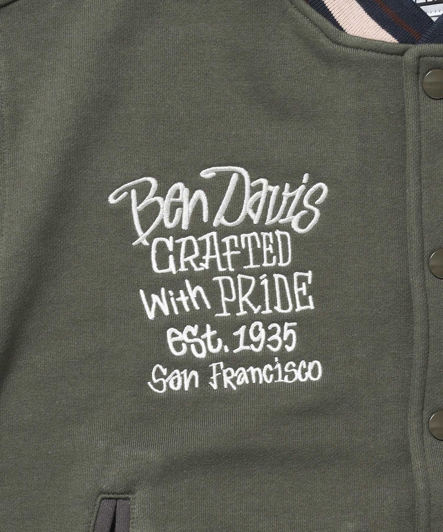 SWEAT STADIUM JACKET / スラックス ジャケット 刺繍 ワンポイント 裏毛 ワッペン カーキ