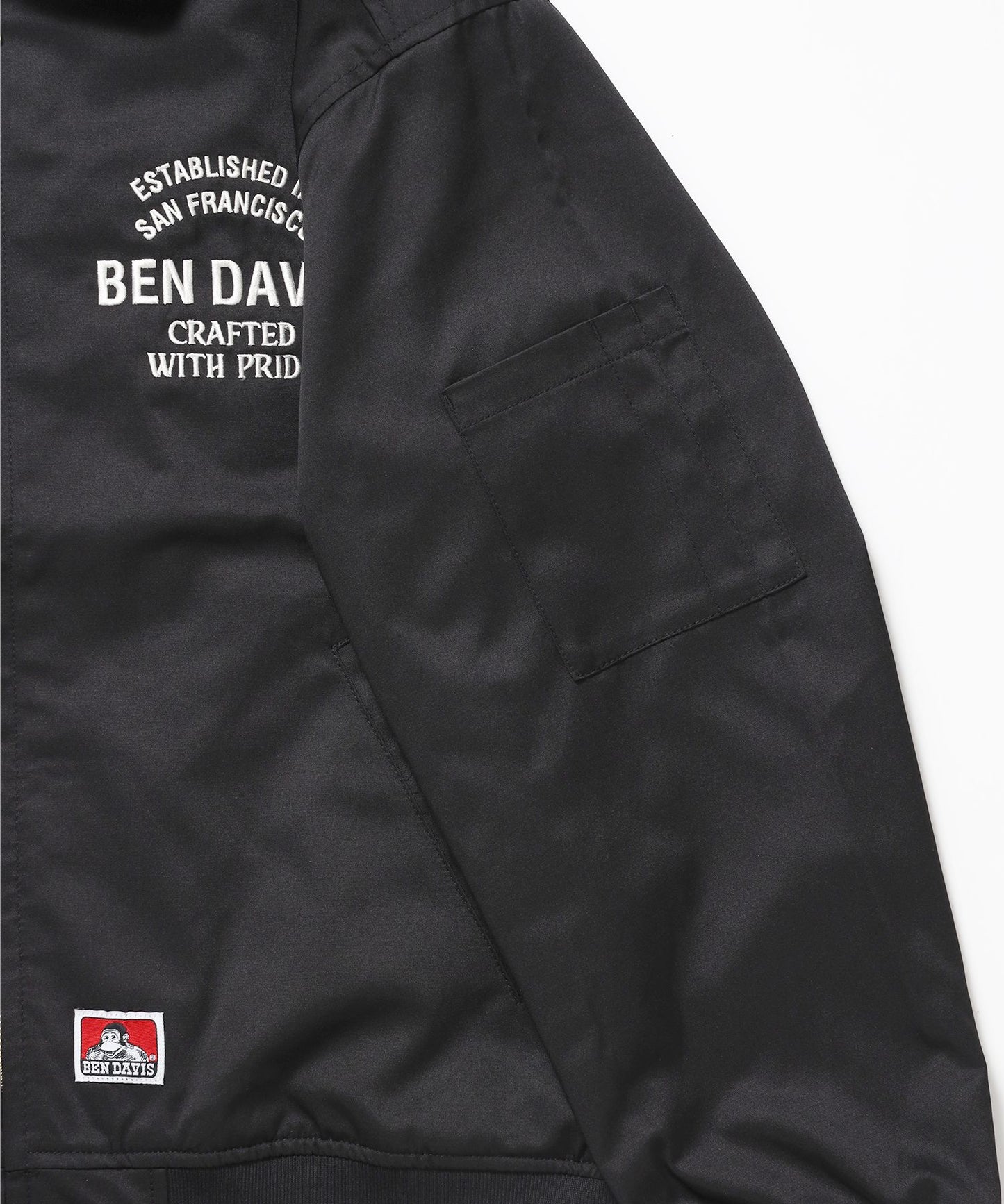 THEATER EMB BM JACKET / ワーク ジャケット ジップ 刺繍 ポケット ワンポイント ブラック