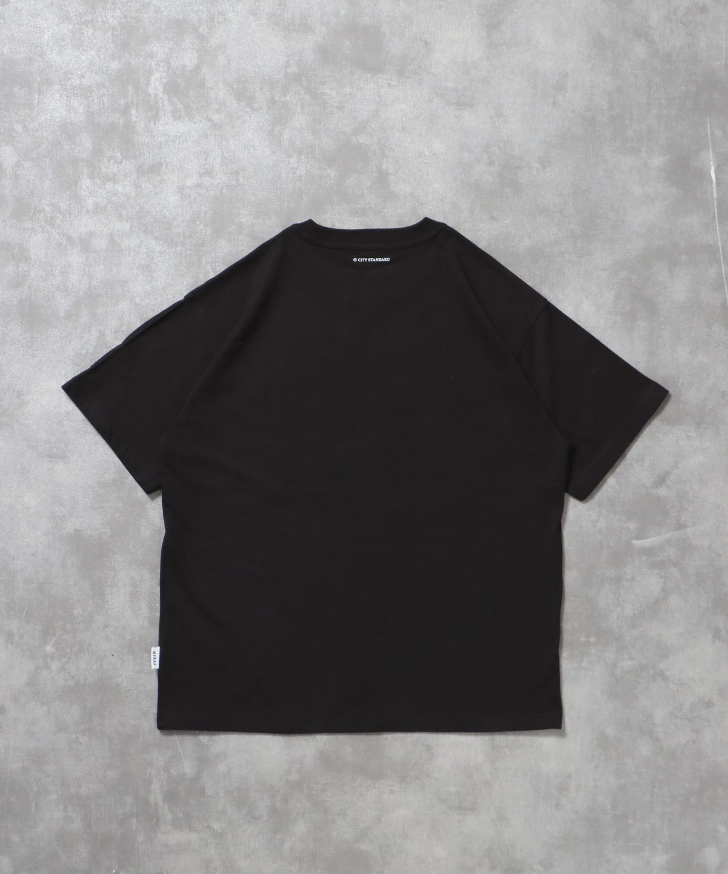 センタープリントロゴショート丈Tシャツ / Tシャツ クルーネック 半袖 プリント ブラック