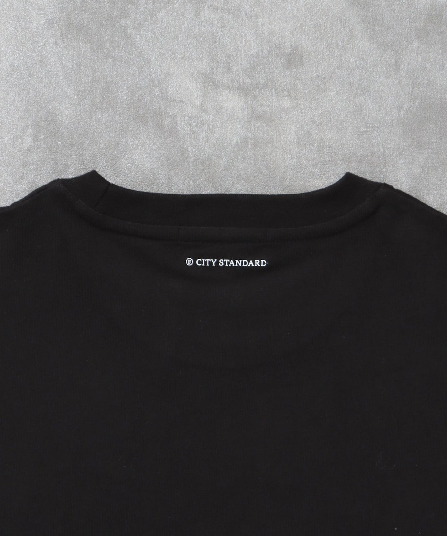 センタープリントロゴショート丈Tシャツ / Tシャツ クルーネック 半袖 プリント ブラック