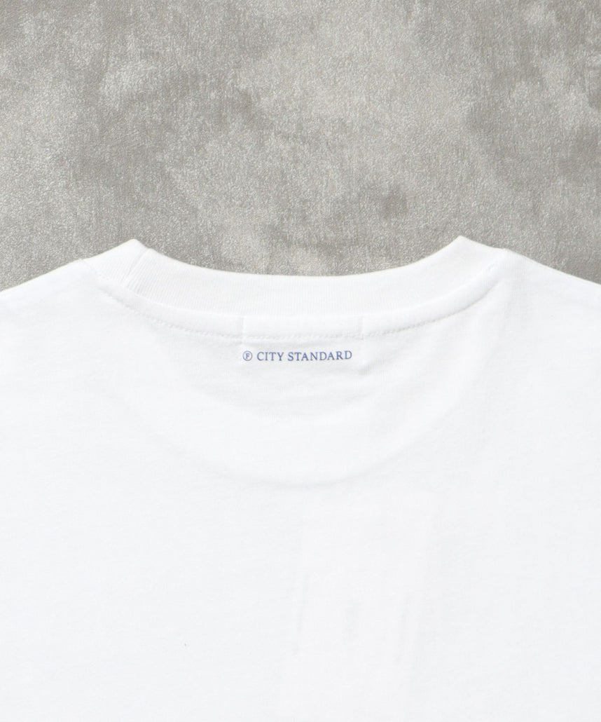 センタープリントロゴショート丈Tシャツ / Tシャツ クルーネック 半袖 プリント ホワイト