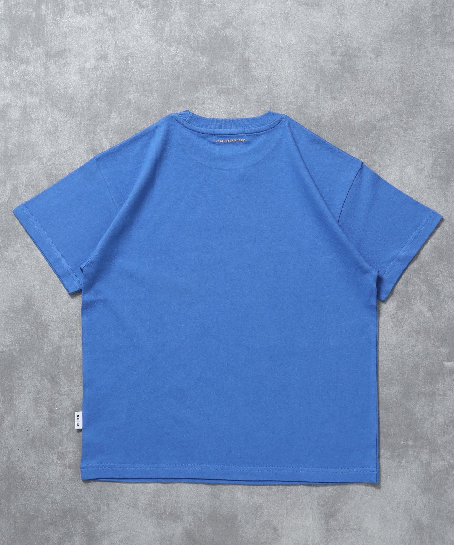 センタープリントロゴショート丈Tシャツ / Tシャツ クルーネック 半袖 プリント ブルー