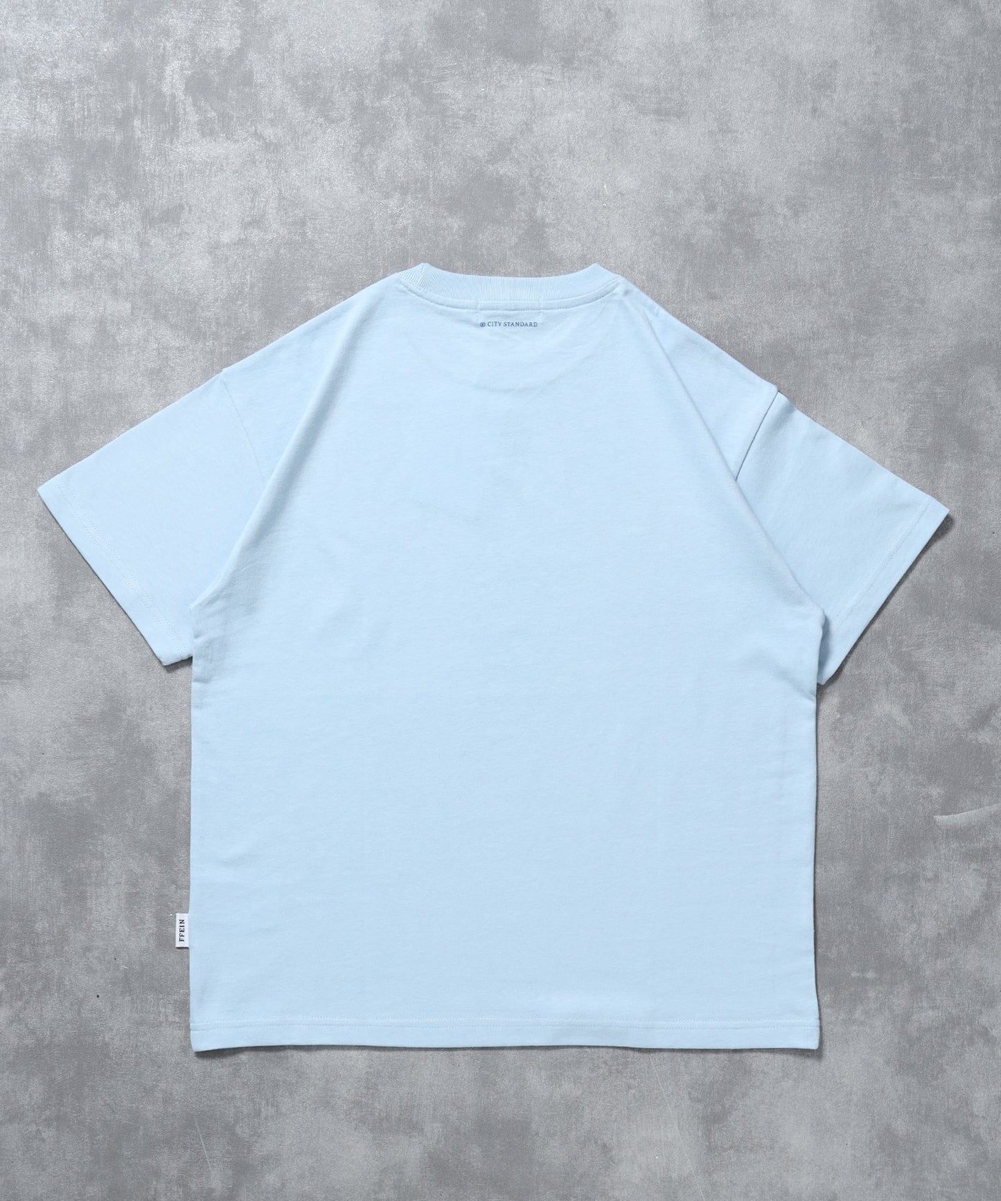 センタープリントロゴショート丈Tシャツ / Tシャツ クルーネック 半袖 プリント ライトブルー