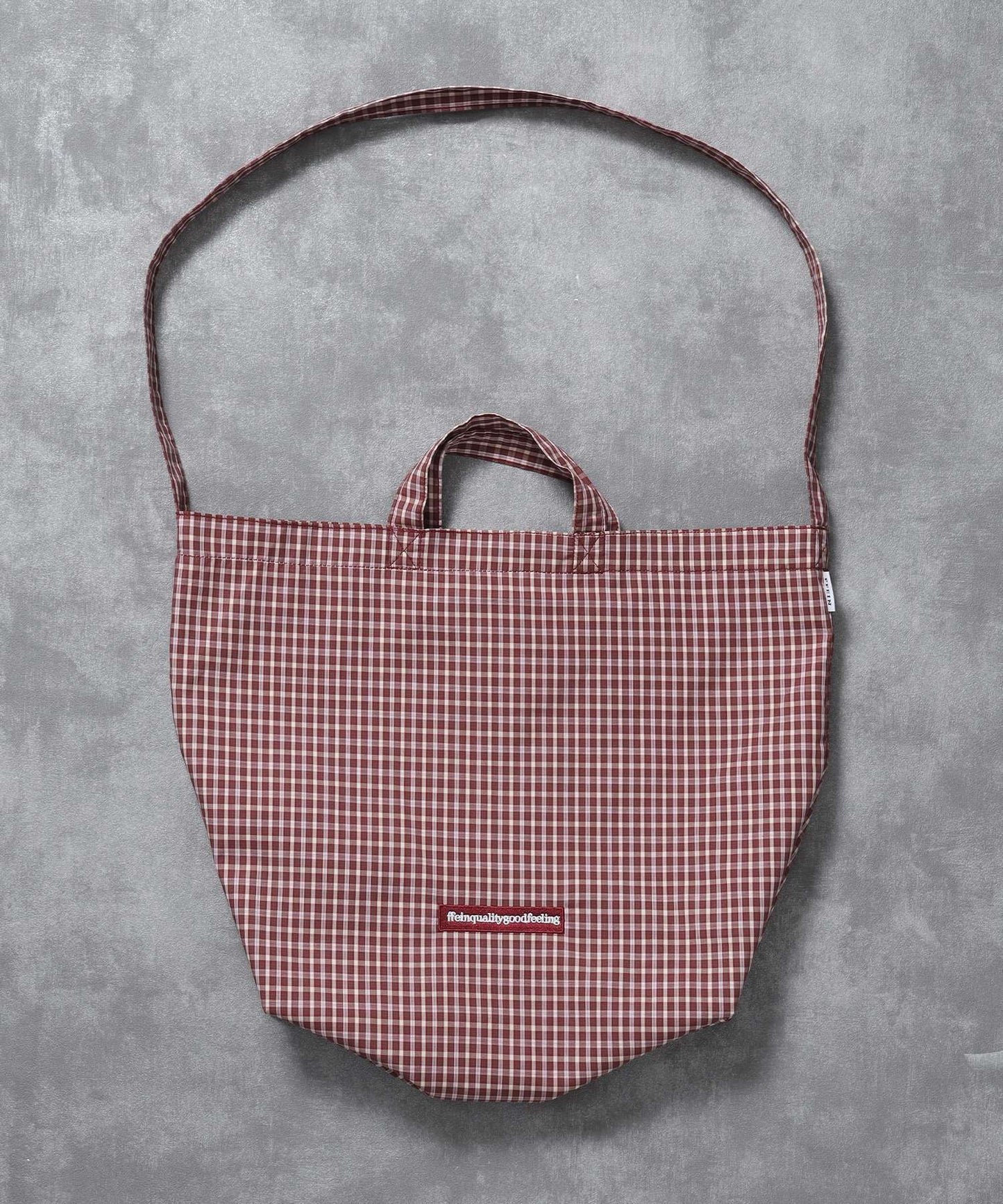 【FFEIN(フェイン)】2WAYチェックトートバッグ / ユニセックス バック 2WAY 雑貨 刺繍 チェック ポケット レッド