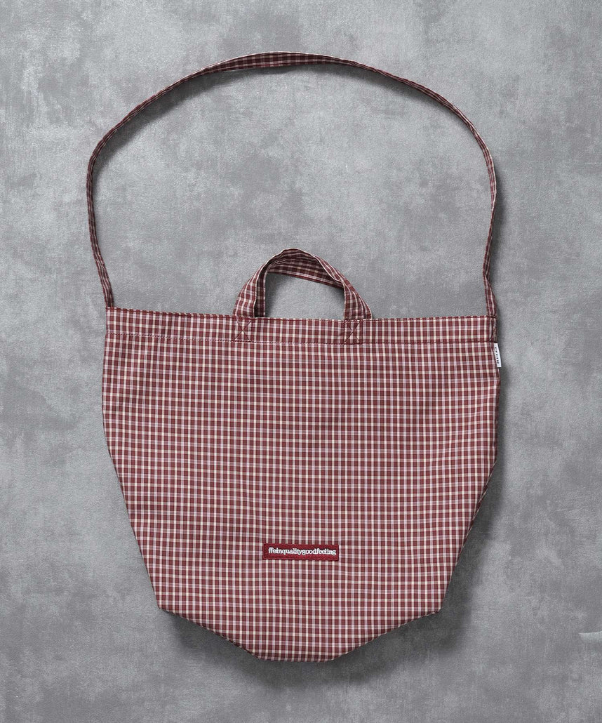 【FFEIN(フェイン)】2WAYチェックトートバッグ / ユニセックス バック 2WAY 雑貨 刺繍 チェック ポケット レッド