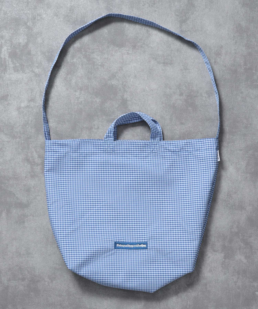 【FFEIN(フェイン)】2WAYチェックトートバッグ / ユニセックス バック 2WAY 雑貨 刺繍 チェック ポケット ブルー