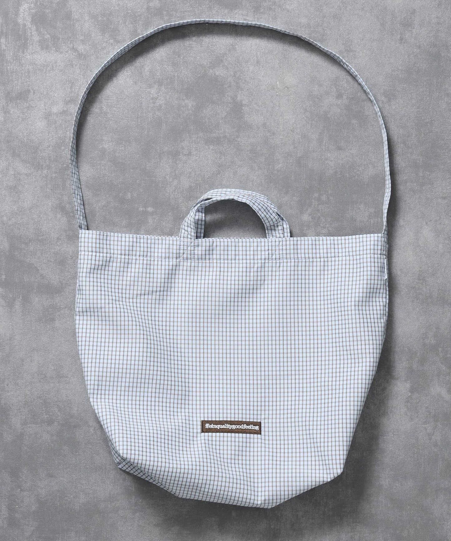 【FFEIN(フェイン)】2WAYチェックトートバッグ / ユニセックス バック 2WAY 雑貨 刺繍 チェック ポケット サックスブルー