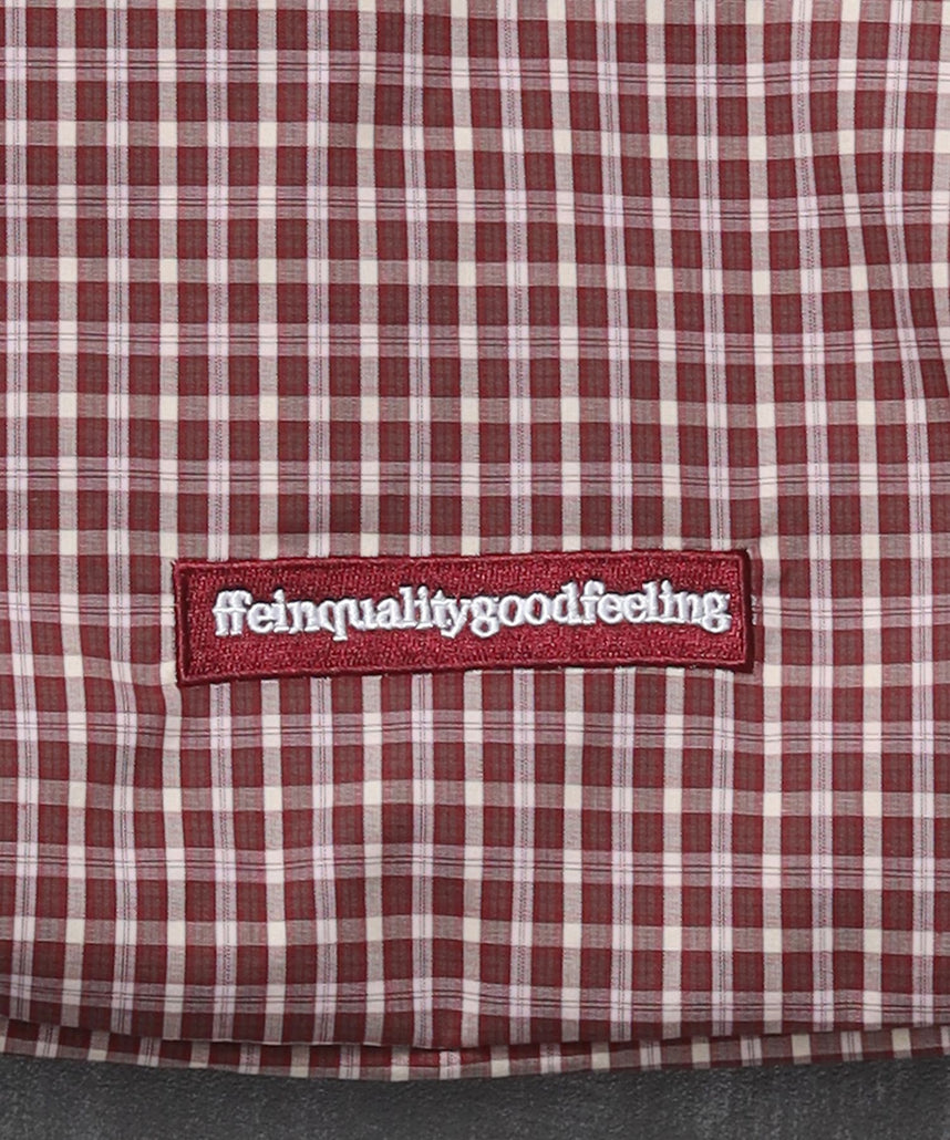 ダブルタックチェックムーンバッグ / ユニセックス バック ハンドバック 雑貨 刺繍 チェック ポケット レッド