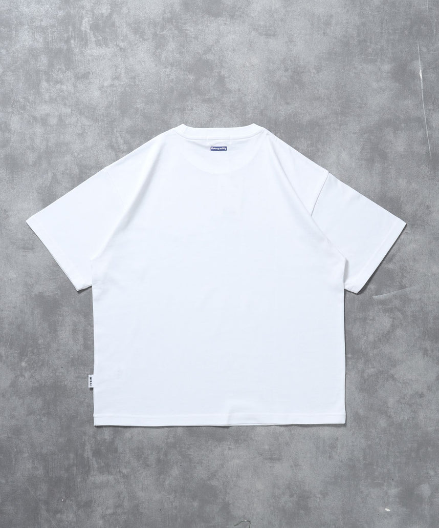 センターデカロゴプリントショート丈Tシャツ/ クルーネック 半袖 刺繍 【短丈】 ホワイト