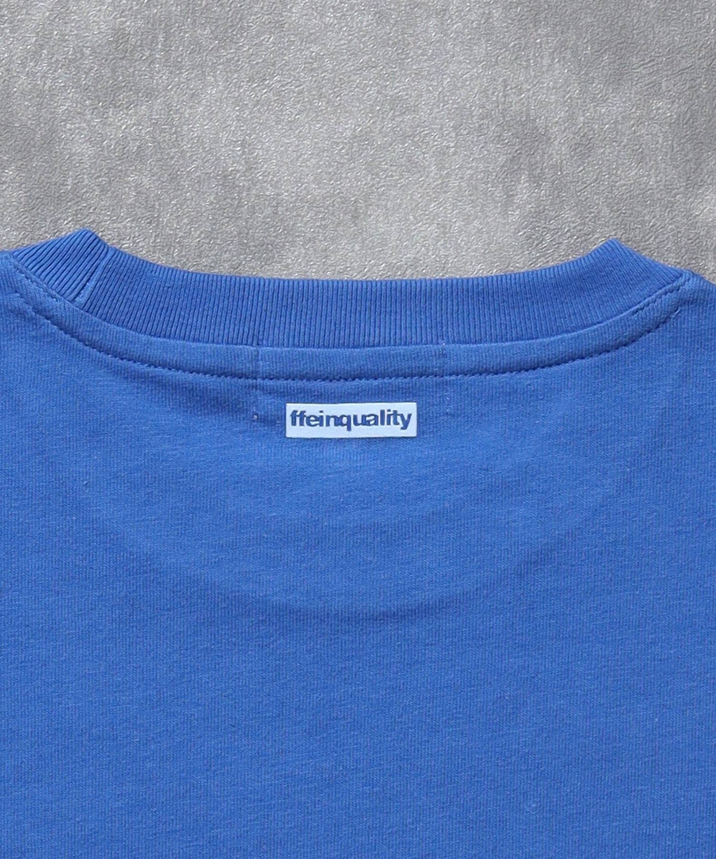 センターデカロゴプリントショート丈Tシャツ/ クルーネック 半袖 刺繍 【短丈】 ブルー