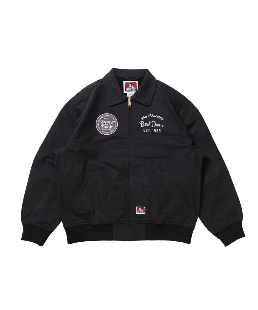 【BEN DAVIS（ベンデイビス）】COTTON DUCK SOUVENIR JACKET / スーベニア 刺繍 フライトジャケット ユニセックス 裏地付き アウター ブラック