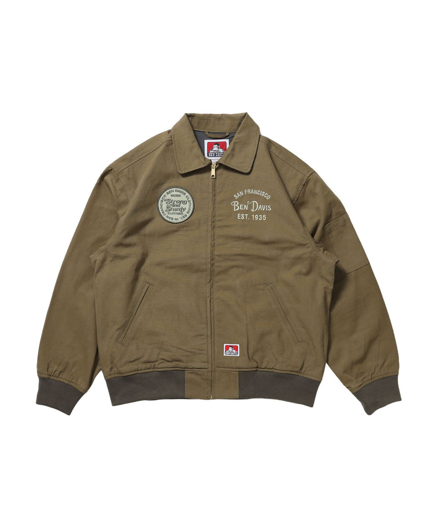 【BEN DAVIS（ベンデイビス）】COTTON DUCK SOUVENIR JACKET / スーベニア 刺繍 フライトジャケット ユニセックス 裏地付き アウター カーキ